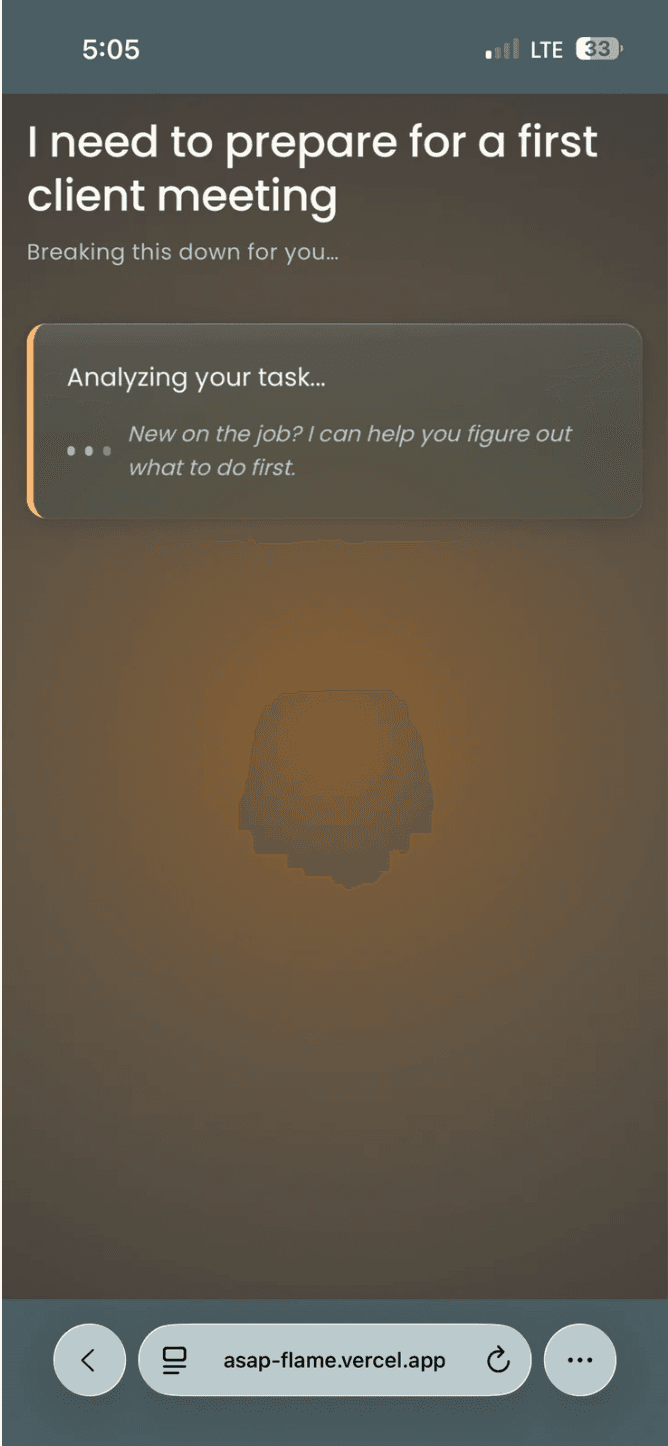 ASAP screen 3 — task input dark