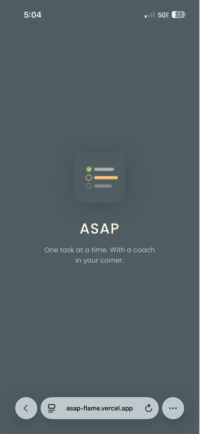 ASAP dark mode - home screen