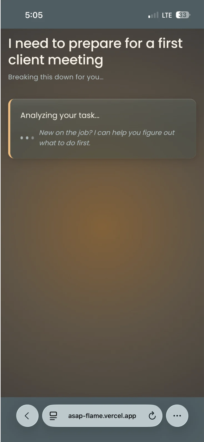 ASAP screen 3 — task input dark