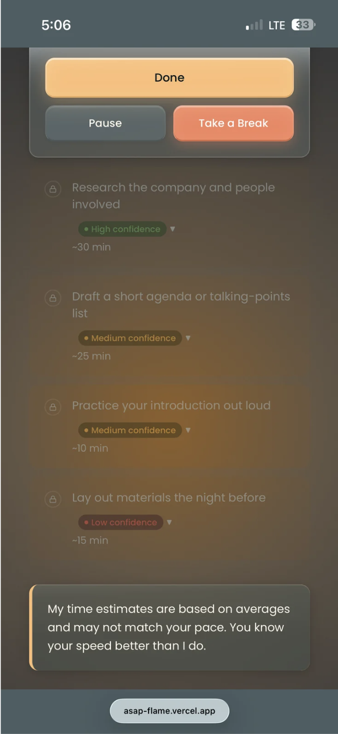 ASAP screen 8 — profile dark