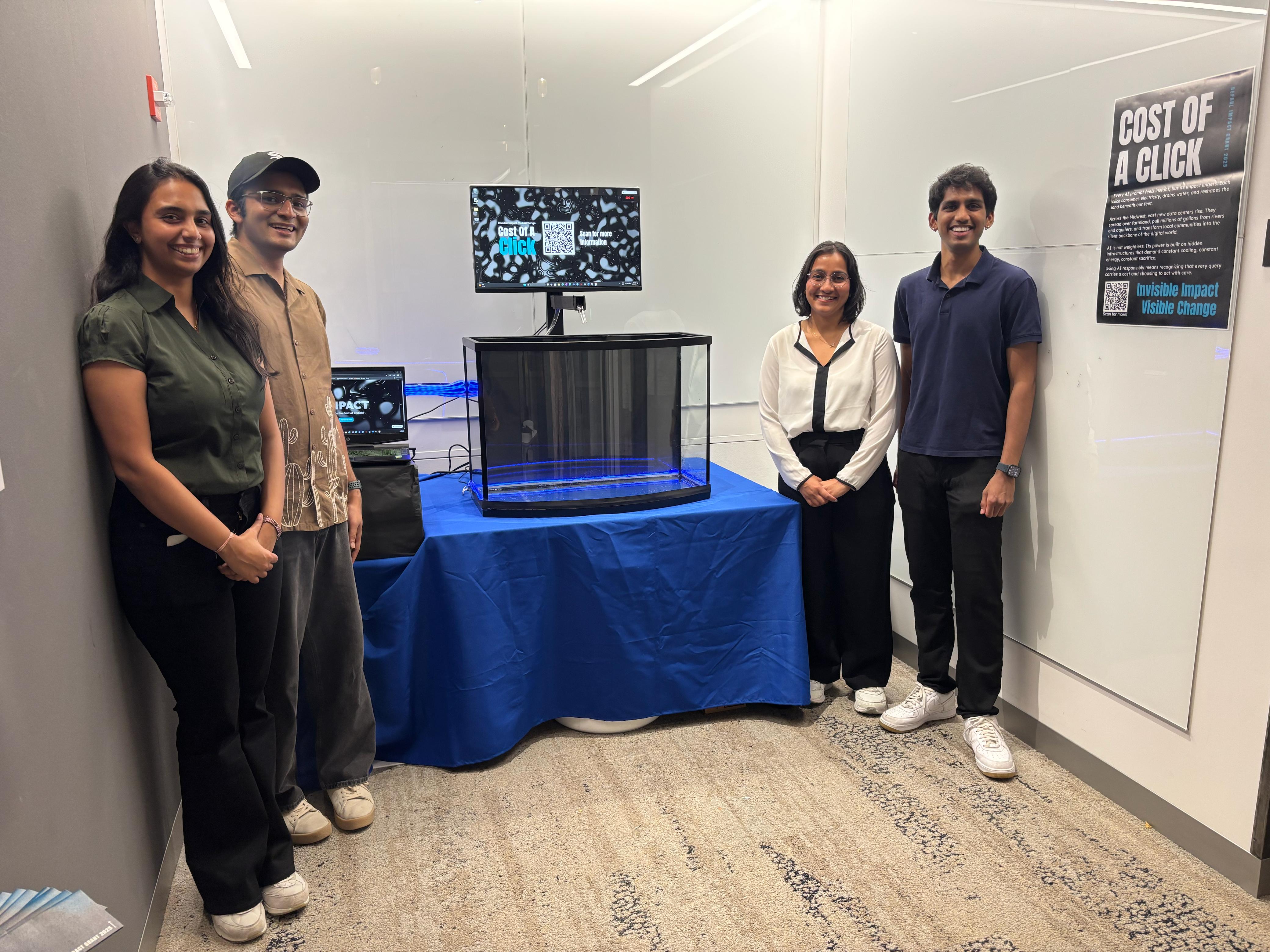 The four-person build team assembling the installation