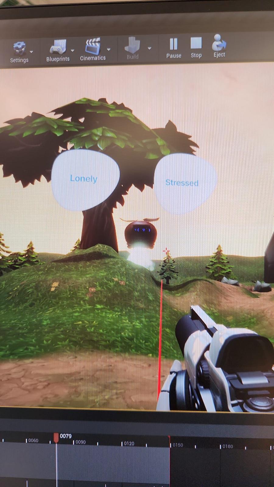 Unreal Engine build - emotion bubble interaction: Lonely or Stressed